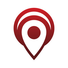 red pin map headset logo design