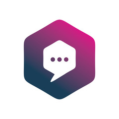 full color cube chat hexagon logo design
