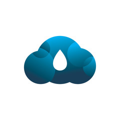 blue color water drop cloud logo design