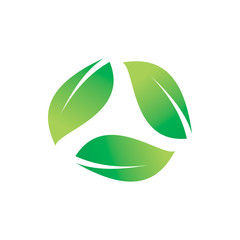 triangle green nature leaf healthy team logo design