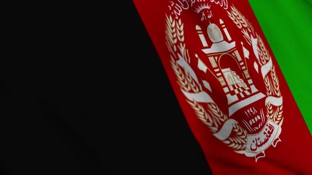 Afghanistan national flag waving with fabric texture fluttering in wind in a seamless loop in smooth slowmotion animation background