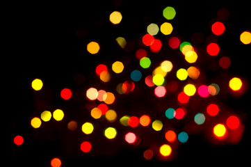 colorful bokeh on black background
