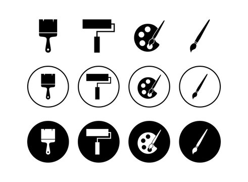 Set of Paint icons . Paint brush vector icon. Paint roller icon