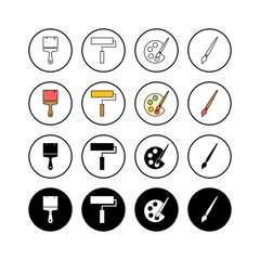 Set of Paint icons . Paint brush vector icon. Paint roller icon