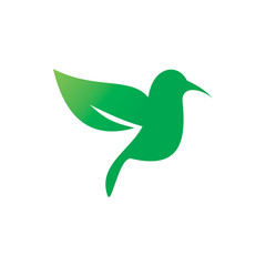 green nature leaf bird logo design