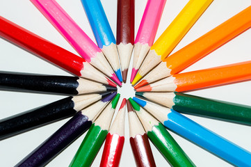group color pencil on white background