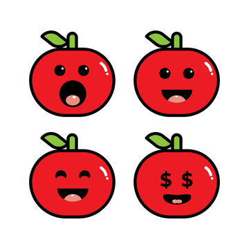 vector apple cartoon character design