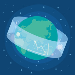 Fototapeta premium reality virtual tech display interactive with earth planet