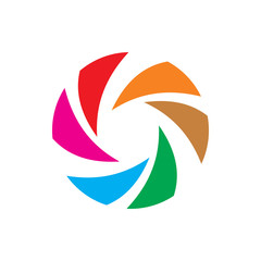 creative full color spin circle group logo design