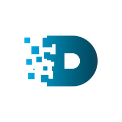 letter d motion digital pixel square logo design