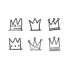 Crown doodle collection. Hand drawn set of king, queen, prince and princess crowns.