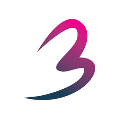 full color letter b number three 3 logo design