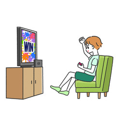 Children playing video games in the room