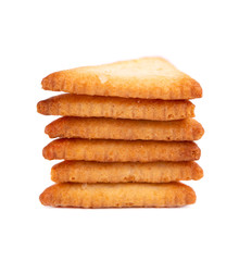 Cracker isolated on white background. Dry cracker cookies isolated. Salty snacks isolated.