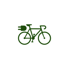 Green Electric bike or e-bike logo design isolated on white background