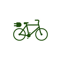 Green Electric bike or e-bike logo design isolated on white background