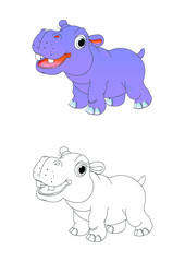 Obraz na płótnie Canvas animal coloring hippopotamus. Colouring, enjoy for child.