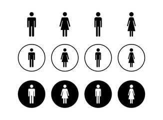 Set of Man and woman icon vector. Toilet sign. Man and woman restroom sign vector. Male and female icon