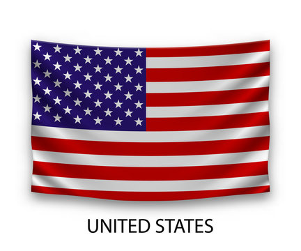 Hanging silk flag United States