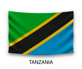 Hanging silk flag tanzania