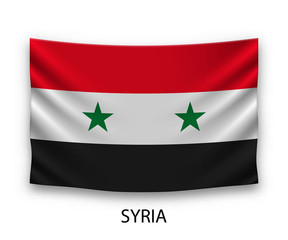 Hanging silk flag Syria