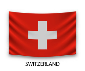 Hanging silk flag Switzerland