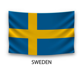 Hanging silk flag Sweden