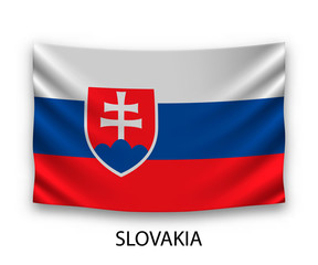 Hanging silk flag slovakia