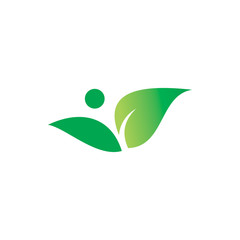 green nature leaf people logo design