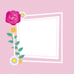 floral decorative card template with square frame