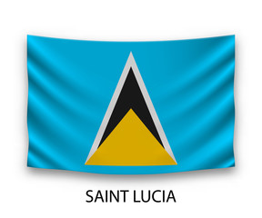 Hanging silk flag saint lucia