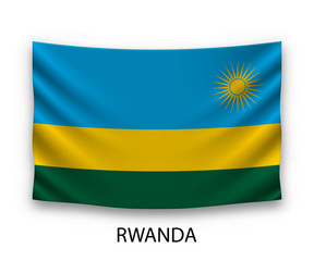 Hanging silk flag Rwanda