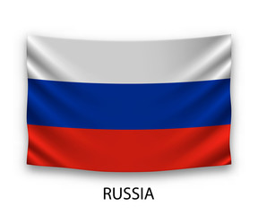 Hanging silk flag Russia