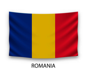 Hanging silk flag Romania