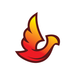full color bird wing phoenix logo design