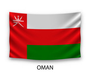 Naklejka premium Hanging silk flag oman