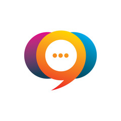 full color circle nine chat logo design