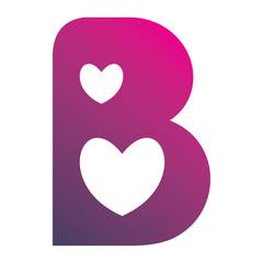 letter b love hearth logo design
