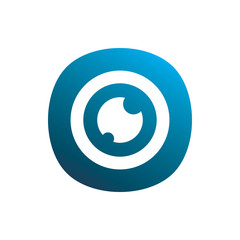 blue circle eye lens logo design