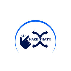 Word writing text Make It Easy icon isolated on white background. Snap finger like easy logo.