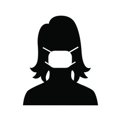 Woman in medical face protection mask. Vector icon of depressed and tired people wearing protective surgical mask. illustration for concepts of disease, sickness, alergies, pollution