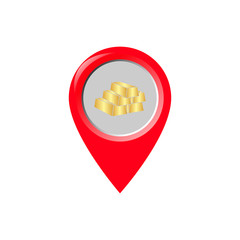 Gold location map pin icon