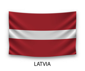 Hanging silk flag Latvia