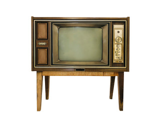 vintage television isolated with clipping path