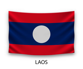 Hanging silk flag Laos