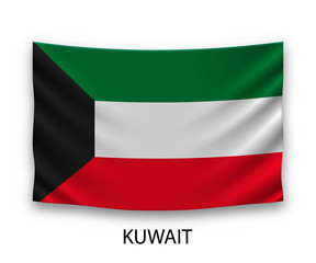 Hanging silk flag Kuwait