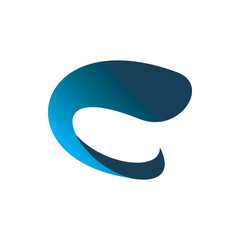 letter c fluid blue color logo design