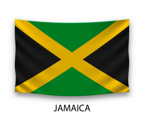 Hanging silk flag Jamaica