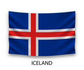 Fototapeta premium Hanging silk flag Iceland