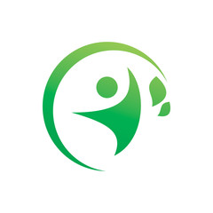 green healthy nature people active logo design